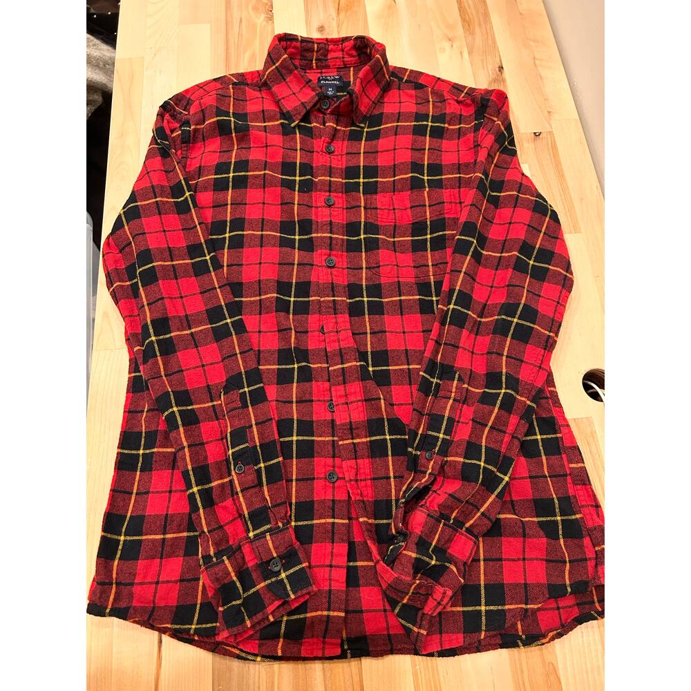 J.Crew Re-Imagined Buffalo Plaid Flannel Shirt M Red Black